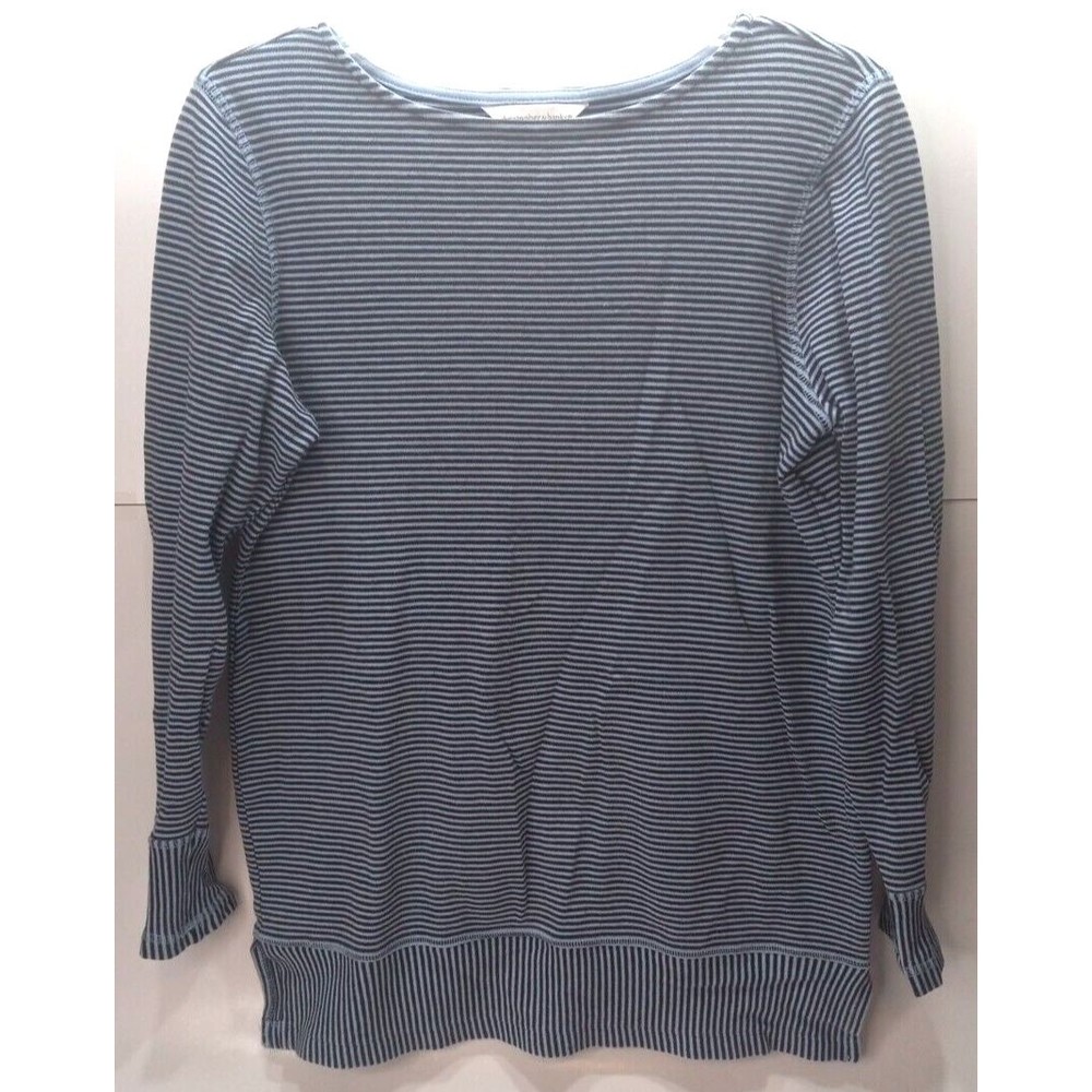 Christopher & Banks Mixed Stripe Tunic Size Small Navy Light Blue Long Sleeve *N